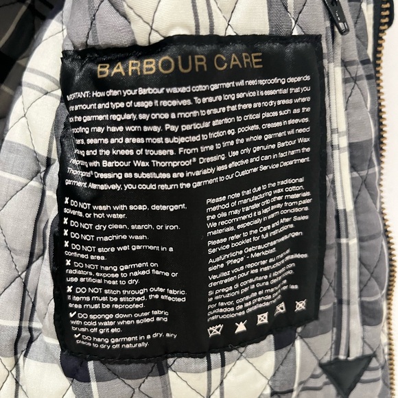 Authentic Barbour Belted Waxed Jacket - Black - Leather Trim Sz US 8 UK 12 - Picture 10 of 14